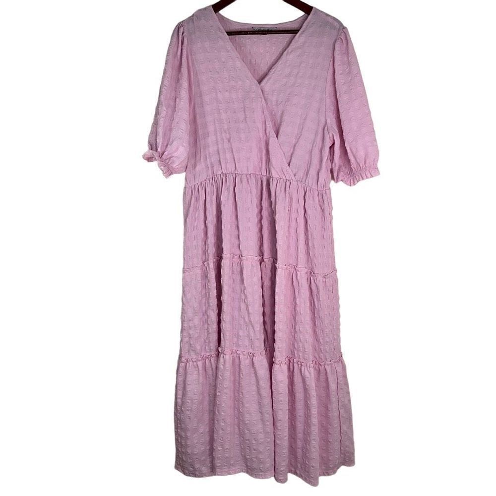 Ophelia Roe Womens Pink Tiered Maxi Dress Size XL Coquette Prairie Girlcore